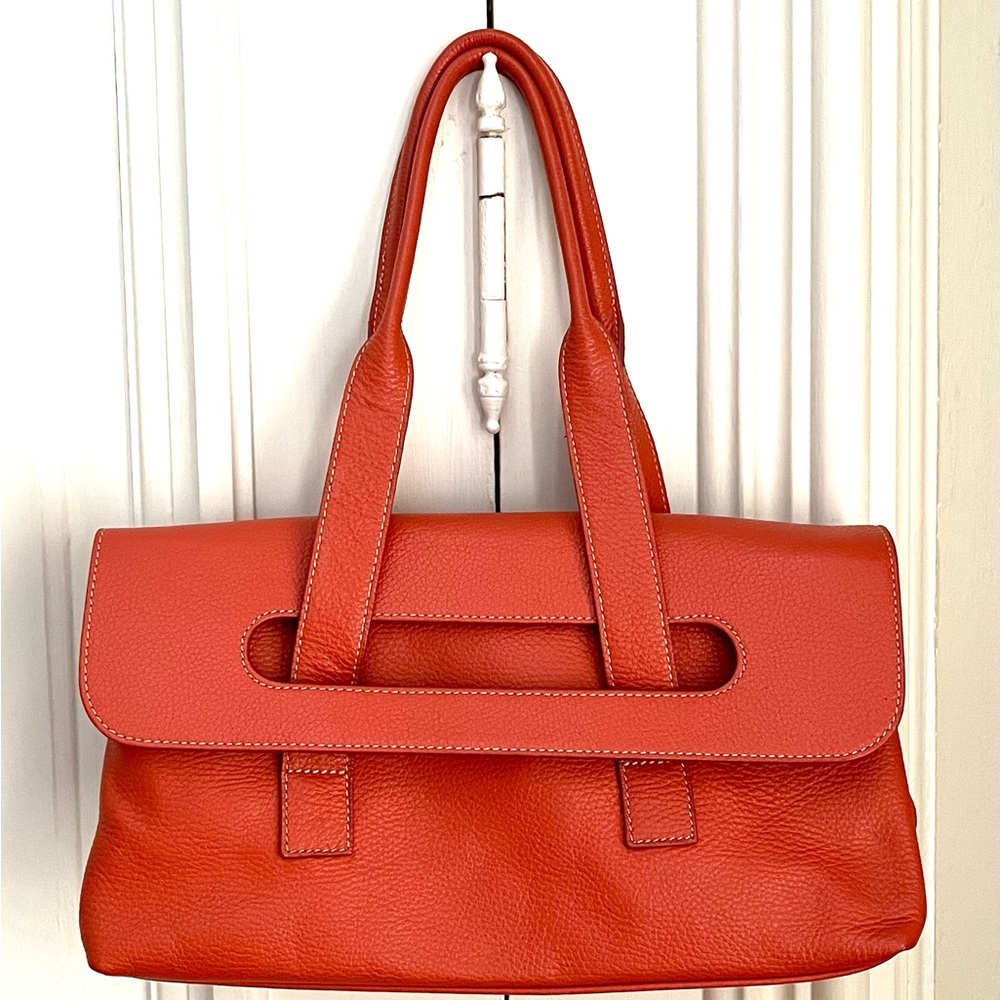Icons Orange Leather Handbag. Made in Italy